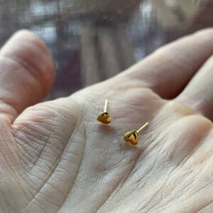 Gold Heart Stud Earrings